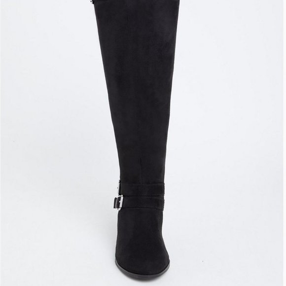 Torrid Size 11 - Black Faux Suede Strappy Tall Block Heel Boot (WW & Wide Calf) - Picture 4 of 4